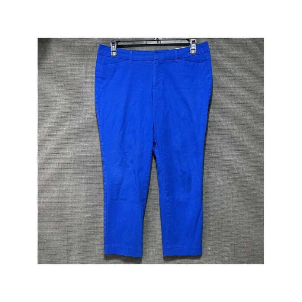 A.n.a Women's Royal Blue Pants Size 10 Ankle Length Slim Fit Made In Oman